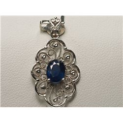 #13-14KT WHITE GOLD SAPPHIRE PENDANT
