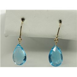 #15-14KT YELLOW GOLD BLUE TOPAZ TEAR DROP