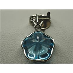 #16-14KT WHITE GOLD BLUE TOPAZ & DIAMOND