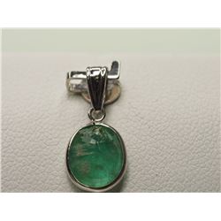 #21-14KT WHITE GOLD EMERALD PENDANT