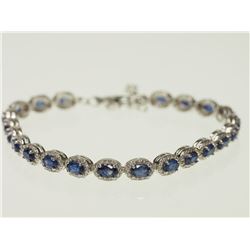 #23-STERLING SILVER  ENHANCED SAPPHIRE BRACELET