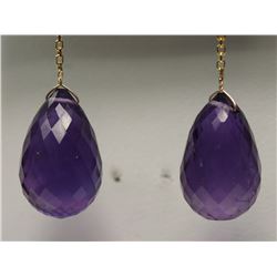 #27-14KT YELLOW GOLD AMETHYST TEAR DROP