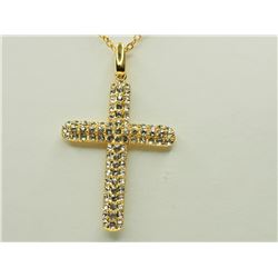 #29-BRASS WHITE CRYSTAL CROSS PENDANT