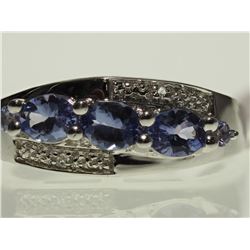 #30-STERLING SILVER TANZANITE RING