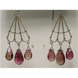 #35-14KT WHITE GOLD PINK TOURMALINES EARRINGS