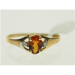 #38-10KT YELLOW GOLD CITRINE & DIAMOND RING