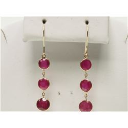 #39-14KT YELLOW GOLD RUBY DROP STYLE EARRINGS