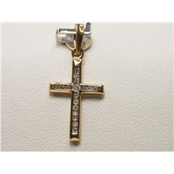 #48-10KT YELLOW GOLD DIAMOND CROSS PENDANT