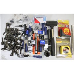 FLAT OF NEW ASSORTED TOOLS INCLUDING, TAPE