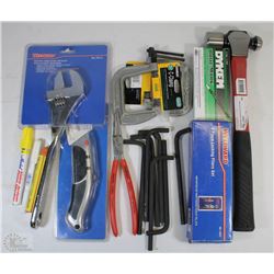 FLAT OF NEW TOOLS INCLUDING BALL PEIN 24OZ HAMMER,