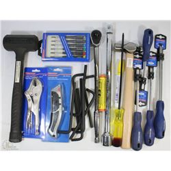 FLAT OF NEW TOOLS INCLUDING 1/2" DRIVE RATCHET,