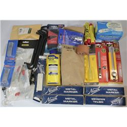 FLAT OF NEW TOOLS INCLUDING UTILITY BLADES,