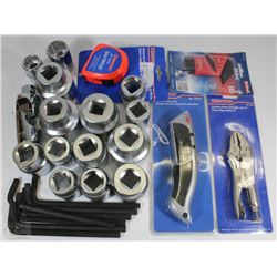 FLAT OF NEW WESTWARD SOCKETS, TAPE MEASURES,