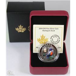 43) RCM 2014 $10 FINE SILVER COIN-HARLEQUIN DUCK