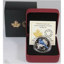 46) RCM 2015 $10 FINE SILVER COIN-THE BLUE JAY