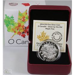 34) RCM 2014 $10 FINE SILVER COIN-O CANADA-DOWN