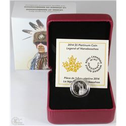 210) RCM 2014 $5 PURE PLATINUM COIN-A CANADIAN