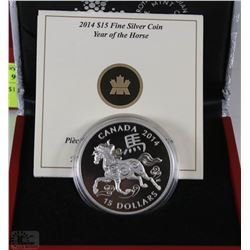 17) RCM 2014 $15 FINE SILVER COIN - YEAR OF THE