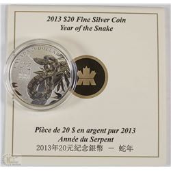 51) RCM 2013 $20 FINE SILVER COIN-SNAKE