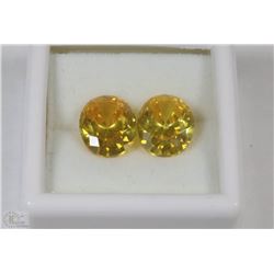 77) YELLOW ZIRCONIA 2 PCS TOTAL 17.5CT FOR