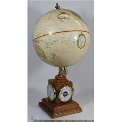 WORLD GLOBE WITH THERMOMETER, BAROMETER &