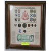 Image 1 : BA) 1967 FRAMED COIN, STAMP, & DOLLAR SET