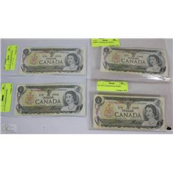 LOT OF 4 1973 CANADIAN $1.00 BILLS