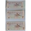 Image 1 : B) LOT OF 3 CANADIAN 1986 $2.00 BILLS