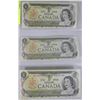 Image 1 : A) LOT OF 3 CANADIAN 1973 $1.00 BILLS