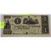 Image 1 : P) US 1840 $1.00 BILL (TEXAS)