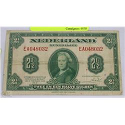Y) 1943 NETHERLAND 2.5 GULDEN
