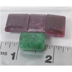 #57-NATURAL GREEN EMERALD &RUBY 88CT