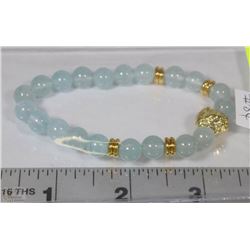 #84-AQUAMARINE BEAD BRACELET 7.5"