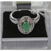 Image 1 : #36-GREEN EMERALD&CZ.925 STERLING SILVER RING