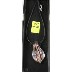 207) HAND MADE COLOURED GLASS PENDANT
