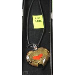 209) HAND MADE COLOURED GLASS PENDANT