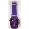 Image 1 : 1) NEW GENEVA PLATINUM WATCH - PURPLE LEATHER