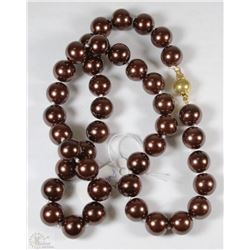#46-SEA SHELL PEARL NECKLACE 17" GOLDEN BROWN