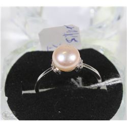 #14-FRESH WATER PEARL RING&CZ .925 STERLING SILVER