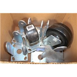 BOX OF HEAVY DUTY CASTORS WITH ATTACHMENTS