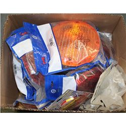 BOX OF SCHOOL BUS LIGHTS AND OTHER AUTOMOTIVE