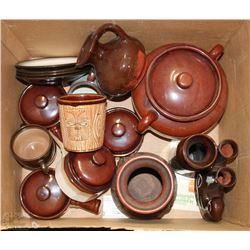 BOX WITH ASSORTED STONEWARE