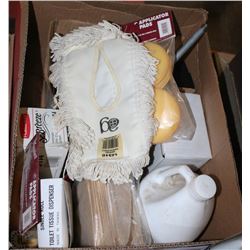 BOX OF ASSORTED APPLICATOR PADS, DRY MOP HEAD,
