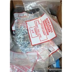 BOX OF NUTS, WASHERS, BOLTS, AND MORE!