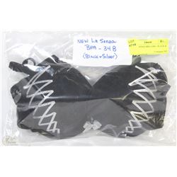 NEW LA SENZA BRA (34B) - BLACK & SILVER