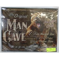 NEW THE ORIGINAL METAL MAN CAVE SIGN 16" X 13"