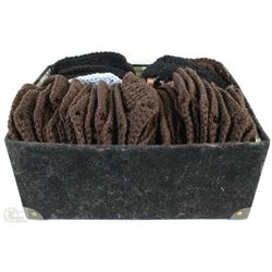 BLACK BOX FULL OF NEW KNITTED COASTERS