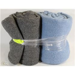 NEW BUNDLE OF 2 FLEECE BLANKETS ,1 GREY ,1 BLUE
