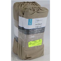 NEW BUNDLE OF TWO FLAT SHEET SETS, SIZE TWIN