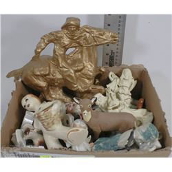 BOX OF ASSORTED CERAMIC ORNAMENTS